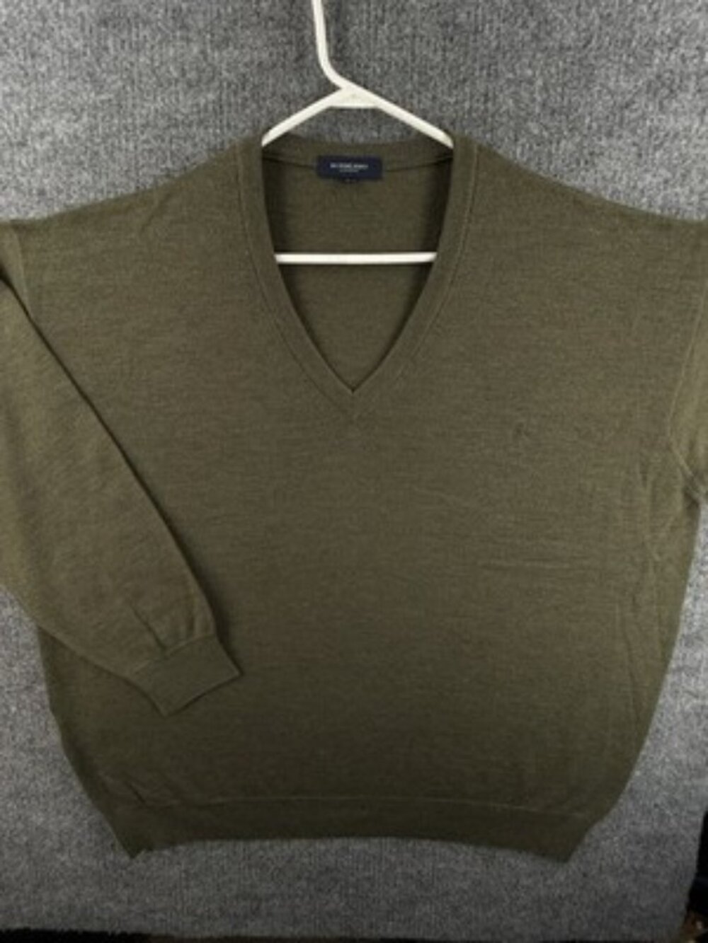 Burberry London Size 11 Big Long Sleeve Green Wool Acrylic Pullover V-Neck Logo